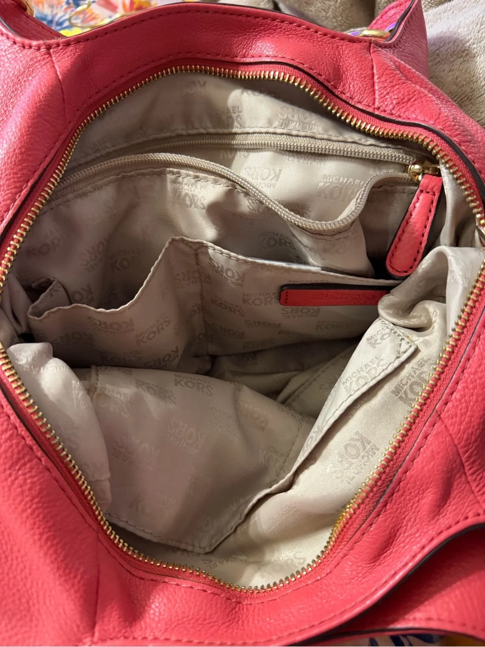 Michael Kors Coral Pink Pebbled Leather Hobo Bag